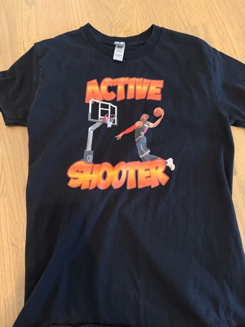 Gildan Black Men's Short Sleeve 'Active Shooter' Basketball Graphic Tee
